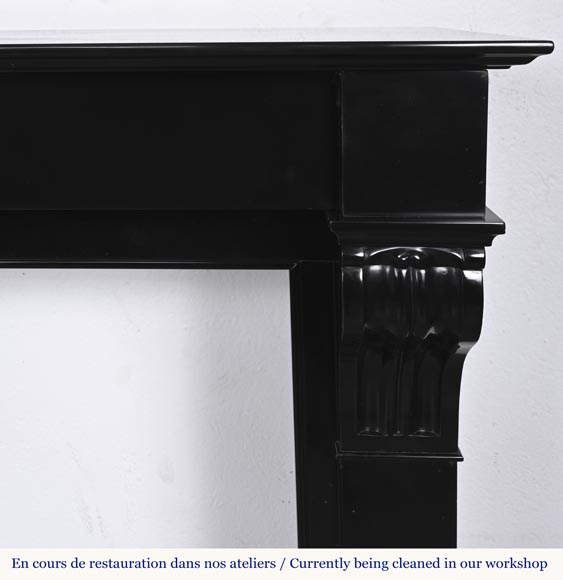 Napoleon III style fireplace with modillions, in fine black Belgian marble Napoleon III style fireplace with modillions, in fine black Belgian marble-7