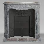 Small Louis XV style Pompadour mantel in Fleury blue marble