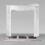 Louis XV style fireplace, Pompadour model, in Carrara marble