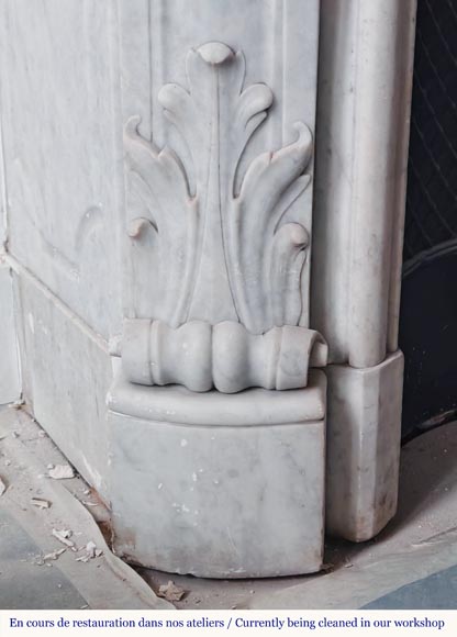 Louis XV style fireplace in Carrara marble decorated with a shell-6