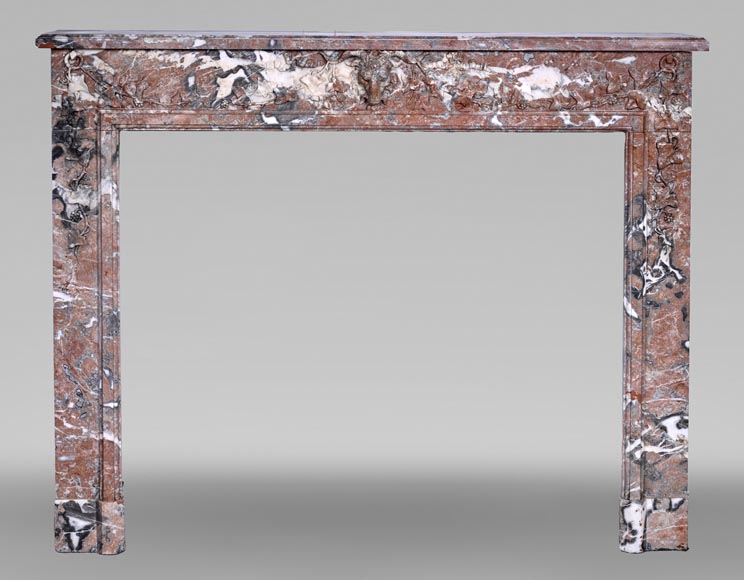 Louis XVI style fireplace in Rouge de Rance marble, 19th century-0