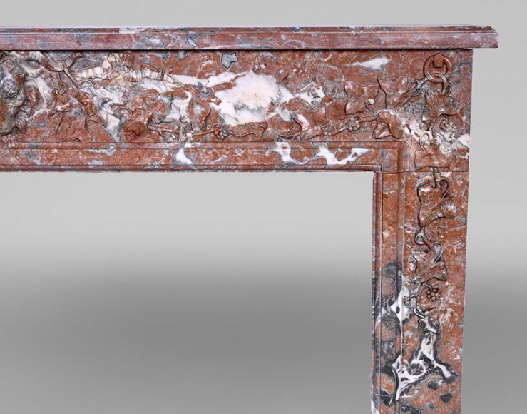 Louis XVI style fireplace in Rouge de Rance marble, 19th century-6