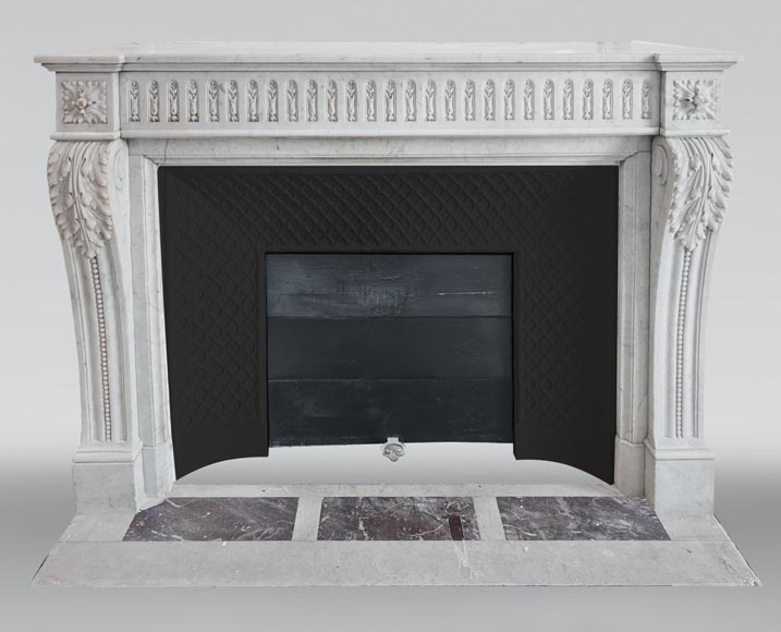 Louis XVI fireplace in Carrara with rudentée fluting-0