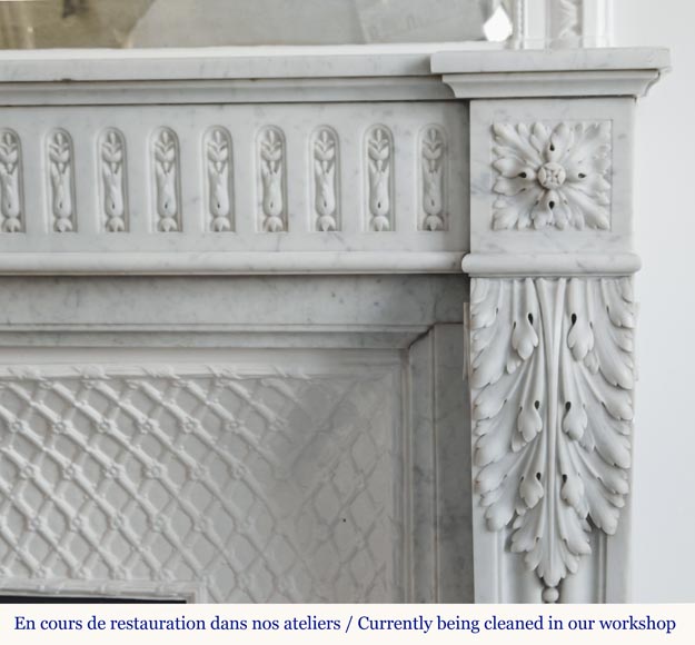 Louis XVI fireplace in Carrara with rudentée fluting-8