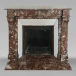 Modillion fireplace in northern red marble