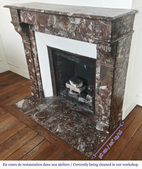 Modillion fireplace in northern red marble-5