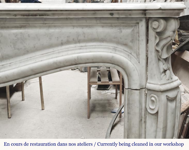 Louis XV style fireplace in Carrara marble decorated with a shell-7