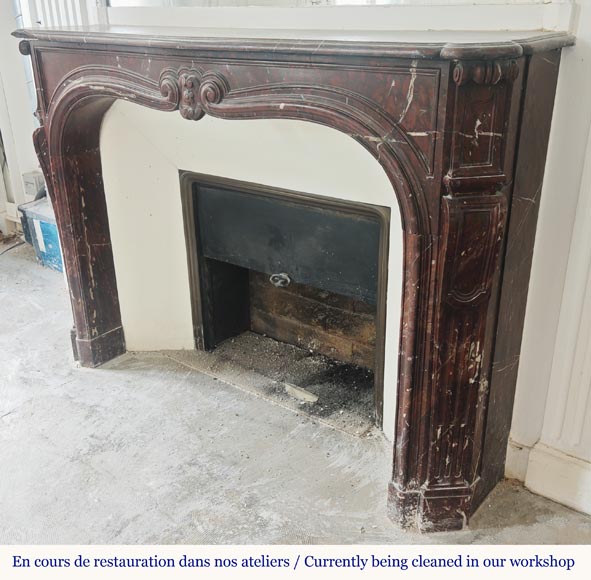Louis XV period fireplace in Griotte marble-4