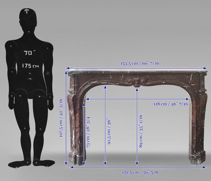 Louis XV period fireplace in Griotte marble-8
