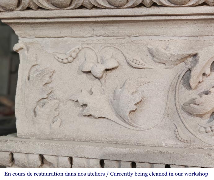 Neo-Renaissance style stone fireplace with vegetal ornamentation-6