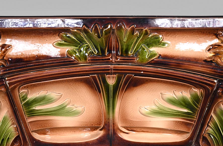 Art Nouveau Ceramic Fireplace with Sunflowers – MANUFACTURE DE VITRY-LE-FRANÇOIS-1