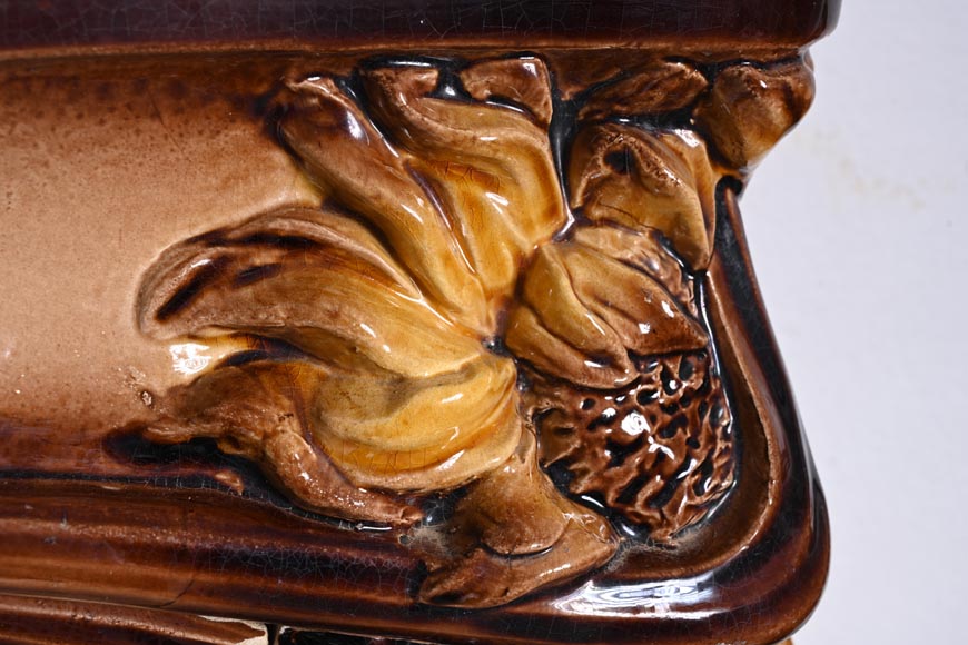 Art Nouveau Ceramic Fireplace with Sunflowers – MANUFACTURE DE VITRY-LE-FRANÇOIS-9