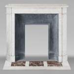 Louis XVI style fireplace in Carrara marble, with fluted legs