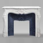 Louis XV style fireplace in Carrara marble with flowering palmette