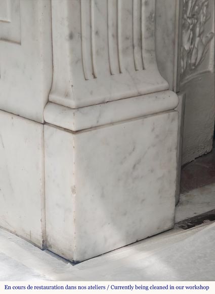  Louis XVI style fireplace in Carrara marble with sunflowers-4