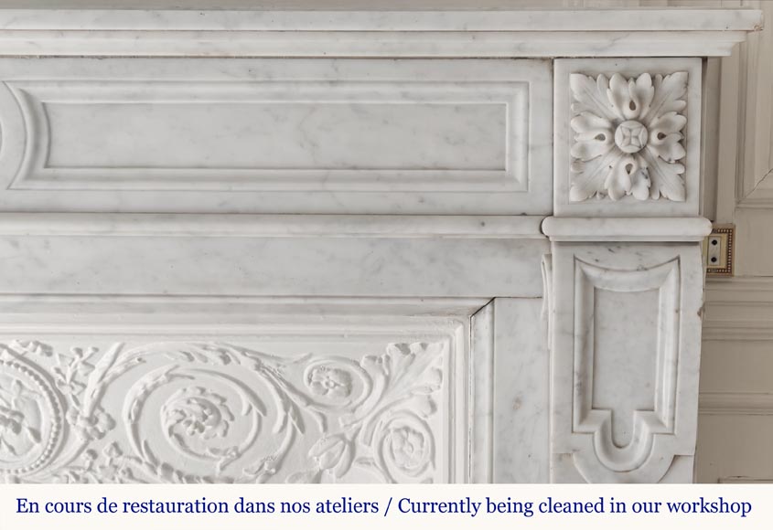  Louis XVI style fireplace in Carrara marble with sunflowers-6