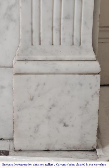  Louis XVI style fireplace in Carrara marble with sunflowers-7