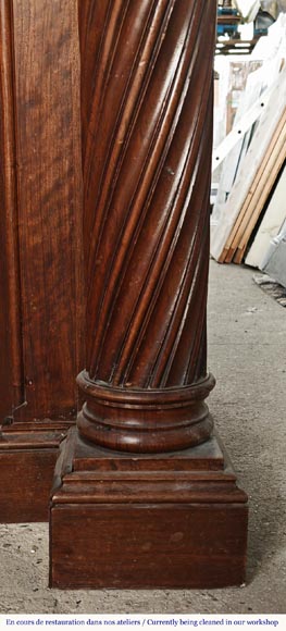 Neo-Renaissance style walnut fireplace with Corinthian column-8