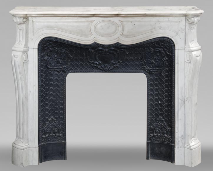  Louis XV style fireplace, Pompadour model, in semi-statuary marble-0