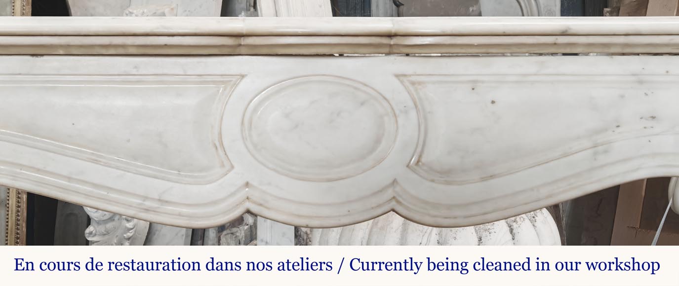  Louis XV style fireplace, Pompadour model, in semi-statuary marble-1