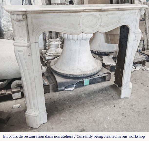  Louis XV style fireplace, Pompadour model, in semi-statuary marble-2