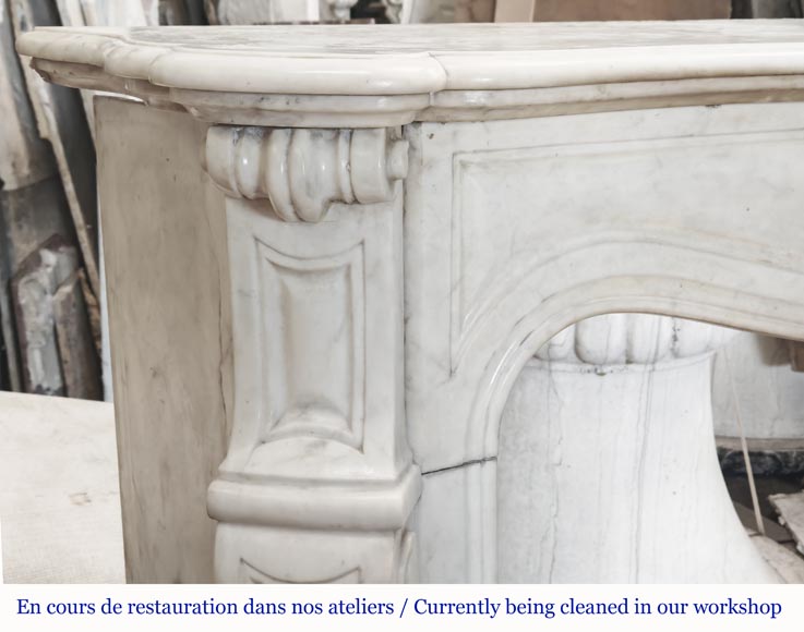  Louis XV style fireplace, Pompadour model, in semi-statuary marble-3