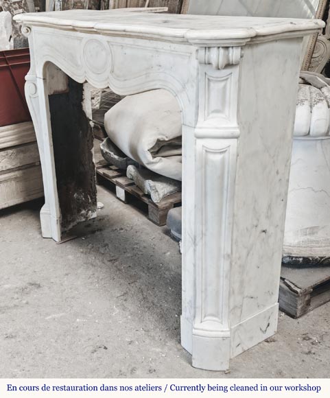  Louis XV style fireplace, Pompadour model, in semi-statuary marble-5