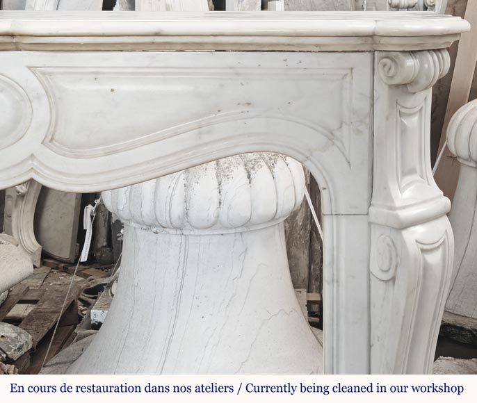  Louis XV style fireplace, Pompadour model, in semi-statuary marble-6
