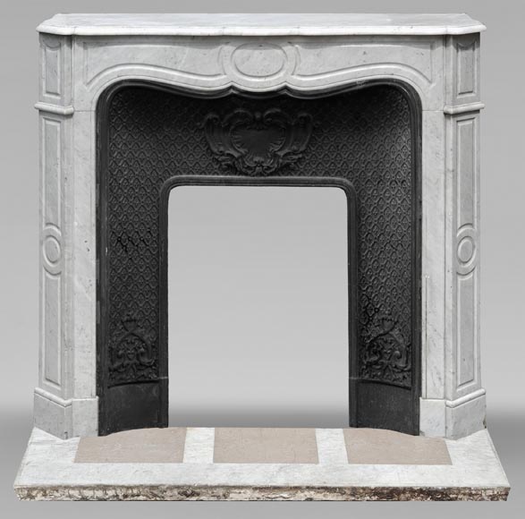 Louis XV style fireplace, Pompadour model, in Carrara marble-0