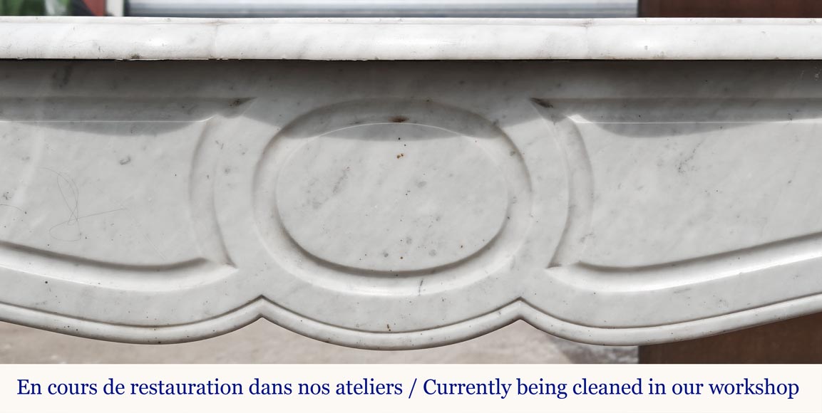 Louis XV style fireplace, Pompadour model, in Carrara marble-1