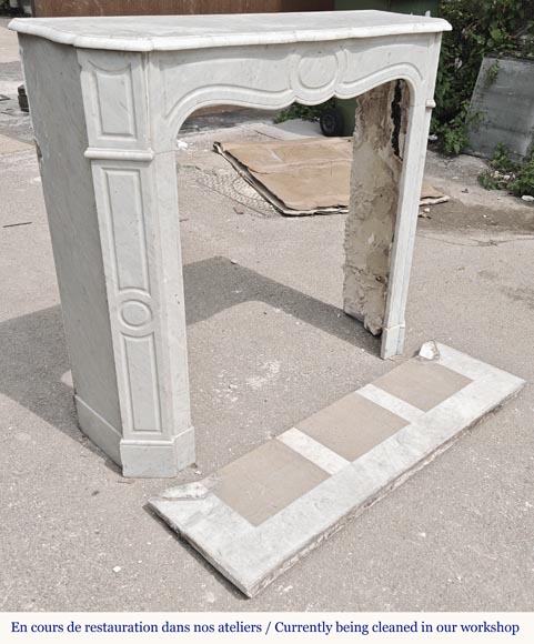 Louis XV style fireplace, Pompadour model, in Carrara marble-2
