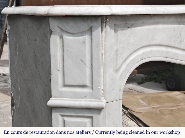 Louis XV style fireplace, Pompadour model, in Carrara marble-3