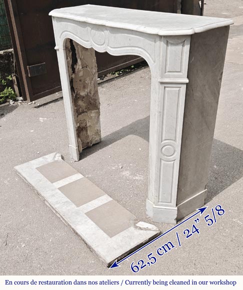 Louis XV style fireplace, Pompadour model, in Carrara marble-5