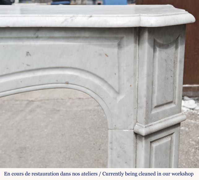 Louis XV style fireplace, Pompadour model, in Carrara marble-6