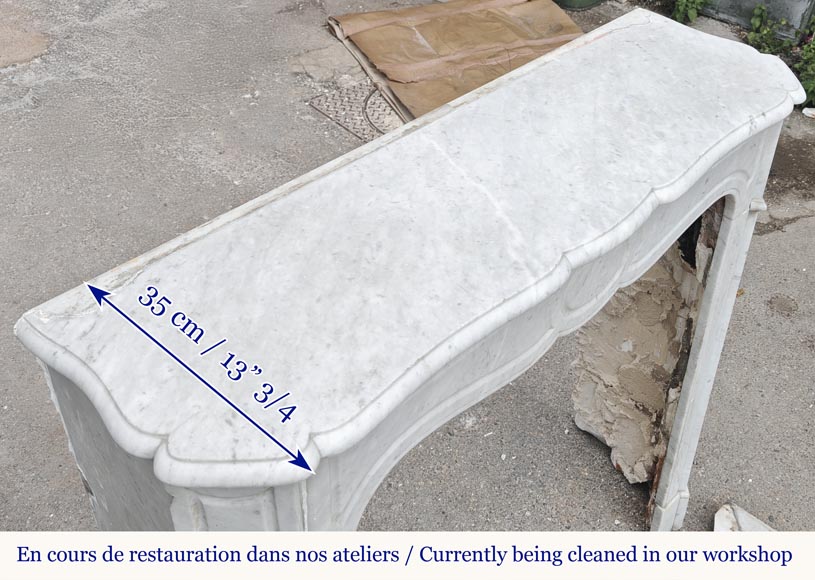 Louis XV style fireplace, Pompadour model, in Carrara marble-9