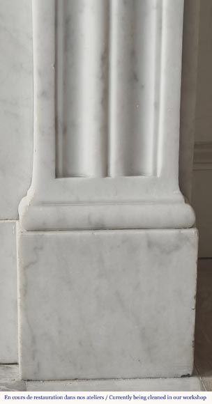 Louis XVI style fireplace with acanthus leaves, in Carrara marble-8