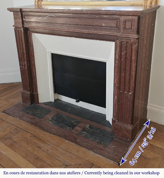 Louis XVI style fireplace in antique red marble-4