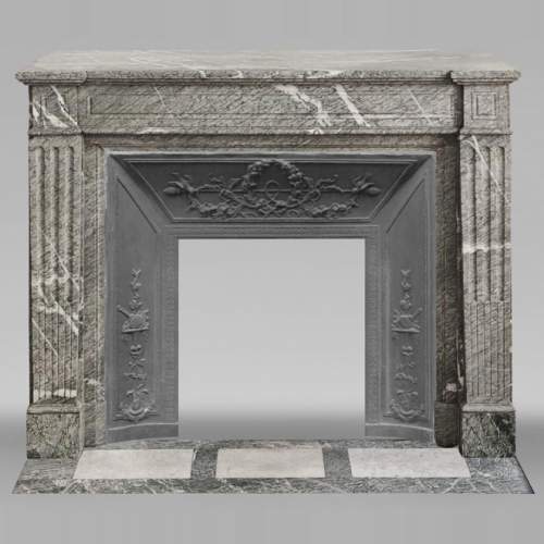 Louis XVI style fireplace in green Campan marble