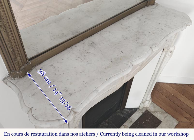 Louis XV style fireplace, Pompadour model, in Carrara marble-8