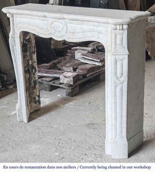  Louis XV style fireplace, Pompadour model, in Carrara marble-5