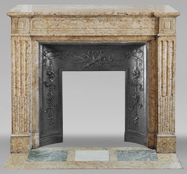  Louis XVI style molded fireplace, in yellow marble-0