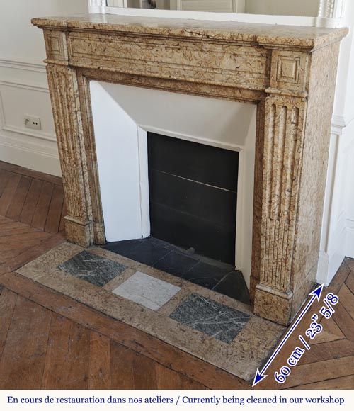  Louis XVI style molded fireplace, in yellow marble-4