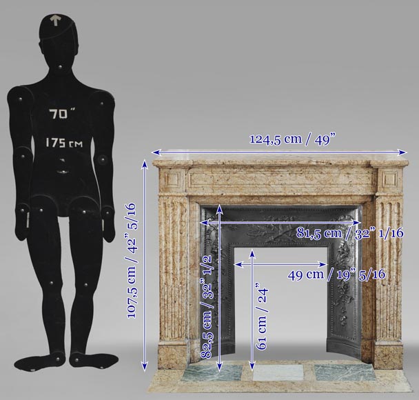  Louis XVI style molded fireplace, in yellow marble-8