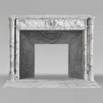 Louis XVI style fireplace with detached columns, in Arabescato marble