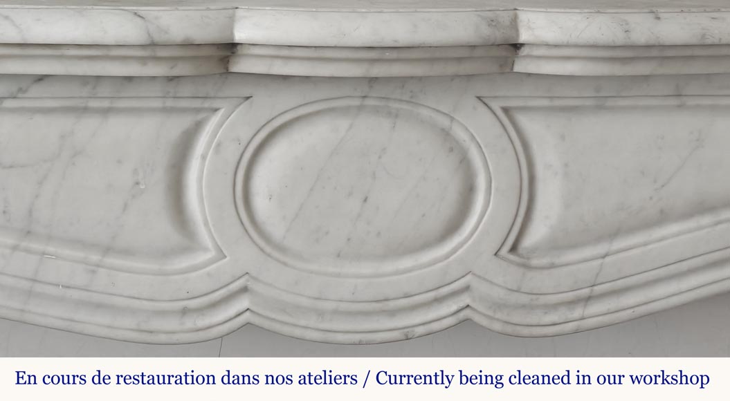  Louis XV style fireplace, Pompadour model, in Carrara marble-1