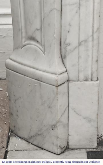 Louis XV style fireplace, Pompadour model, in Carrara marble-4