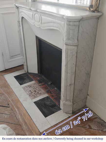  Louis XV style fireplace, Pompadour model, in Carrara marble-5