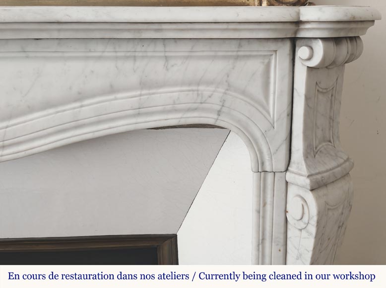  Louis XV style fireplace, Pompadour model, in Carrara marble-6