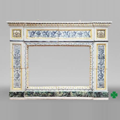 Louis XVI-style faience mantelpiece, Italian work, late 19th century