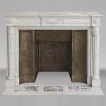 Louis XVI style fireplace with half Corinthian column, in half statuary marble